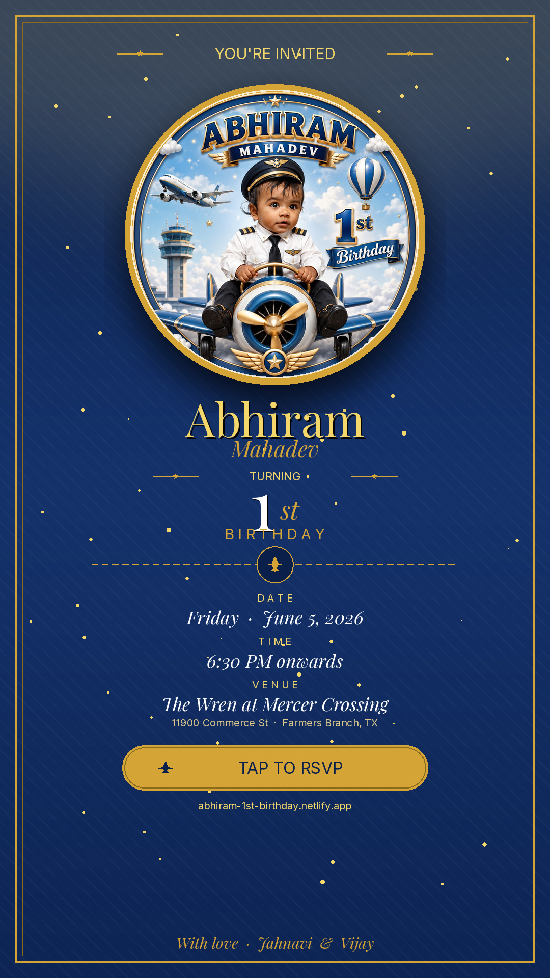 Aviator invitation preview