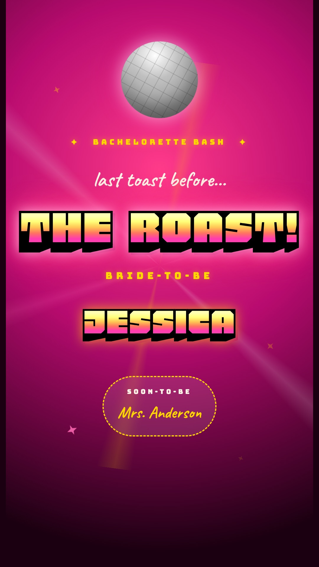 Disco Bachelorette invitation poster