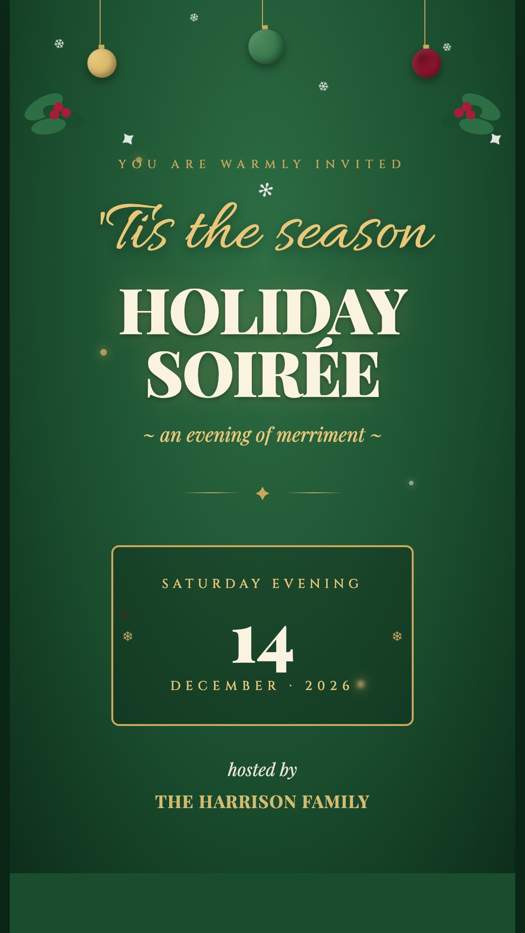 Holiday Party invitation poster