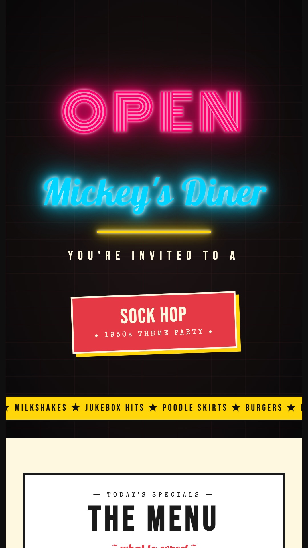 Retro Diner invitation poster